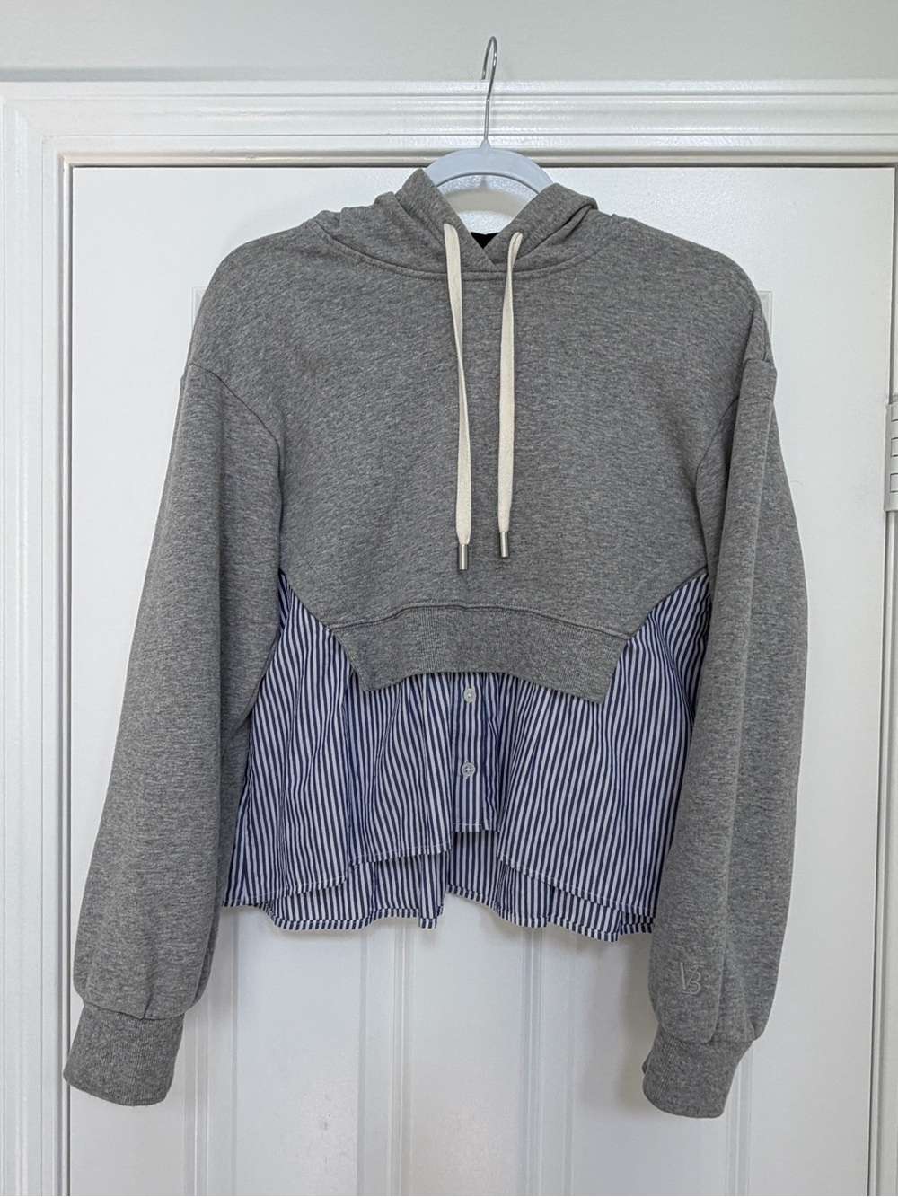 Veronica Beard Gray Hoodie with White Drawstring